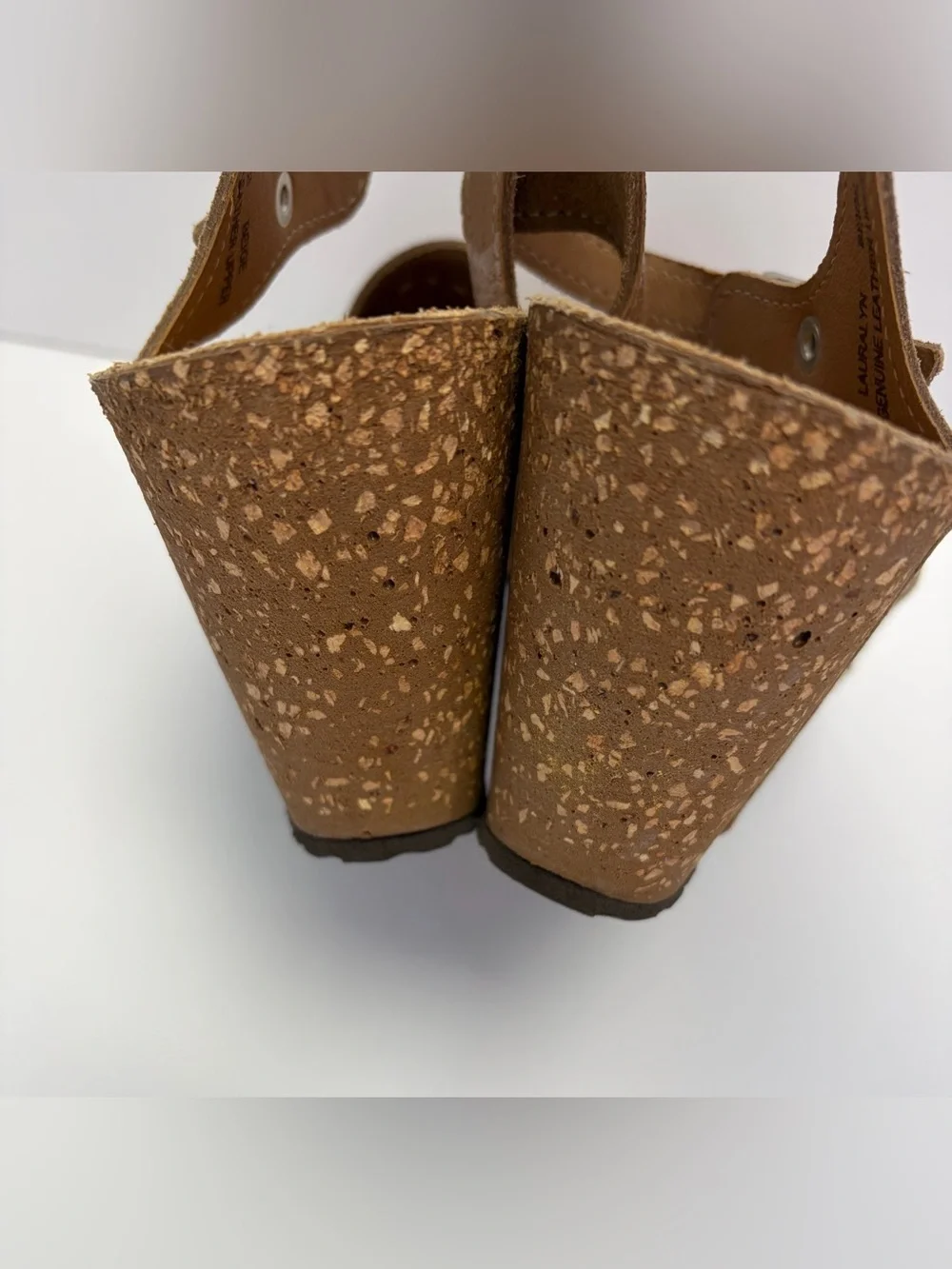 Spring Step Lauralyn Leather  Laser Cut Cork Wedge Sandals  Made in Italy Sz 8.5